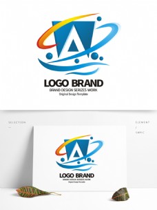 设计公司大气蓝色线条A字母公司LOGO标志设计