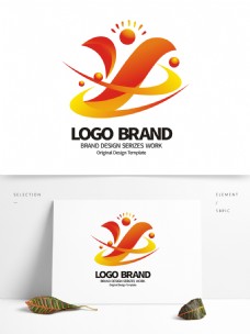 设计公司创意红黄飘带Y字母公司LOGO标志设计