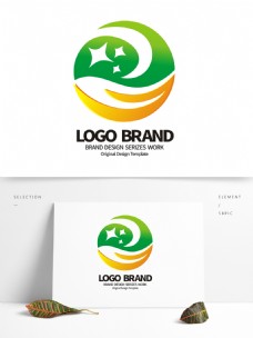 矢量黄绿星形R字母公司LOGO标志设计