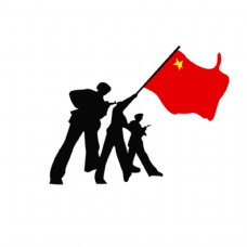 红旗飘动军人GIF