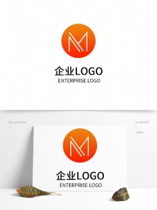 标志设计橙色渐变字母M公司LOGO设计企业标志