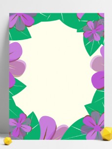 简洁大方紫色叶子边框背景